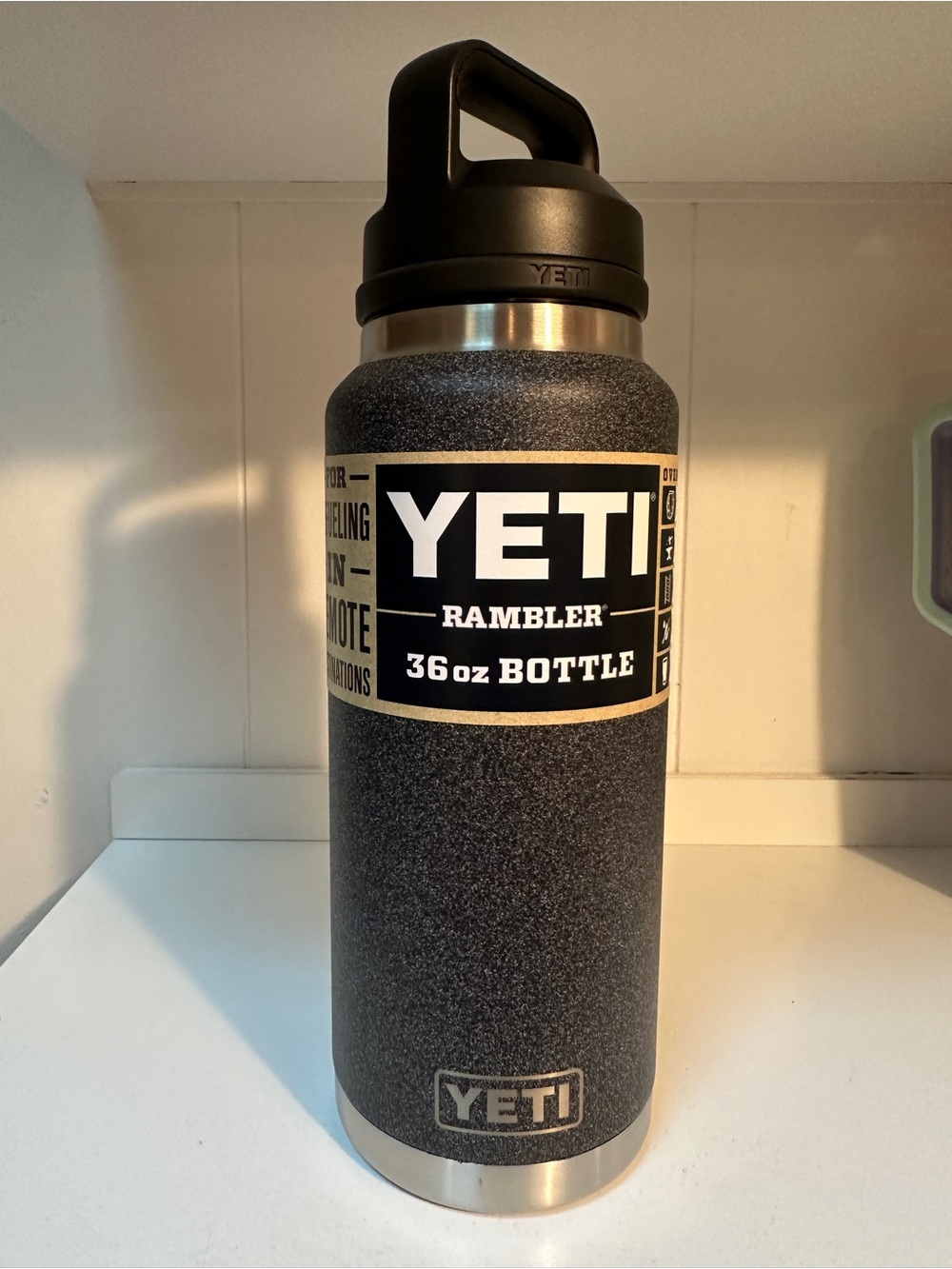 YETI Rambler 36 oz Bottle with Chug Cap, Black Stone. New